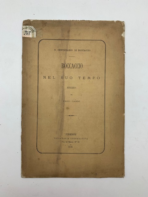V centenario di Boccaccio. Boccaccio nel suo tempo. Studio